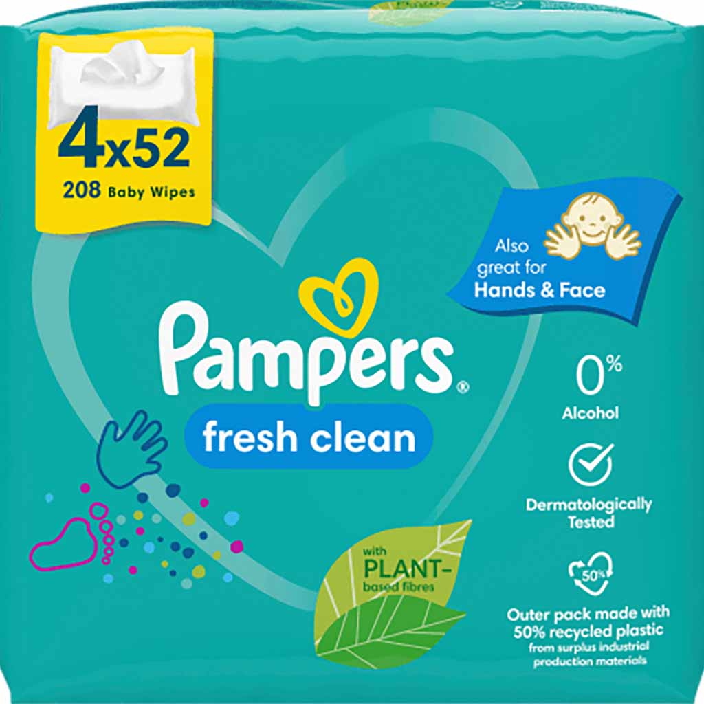 Pampers Feuchttücher Fresh Clean (4x52 Stück), 208 Stück