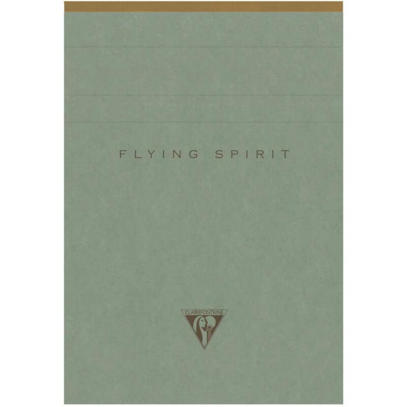 Flying Spirit Green bloc entoilé entête A6 140p détach. Ligné motifs assortis papier ivoire 90g - Vert de gris