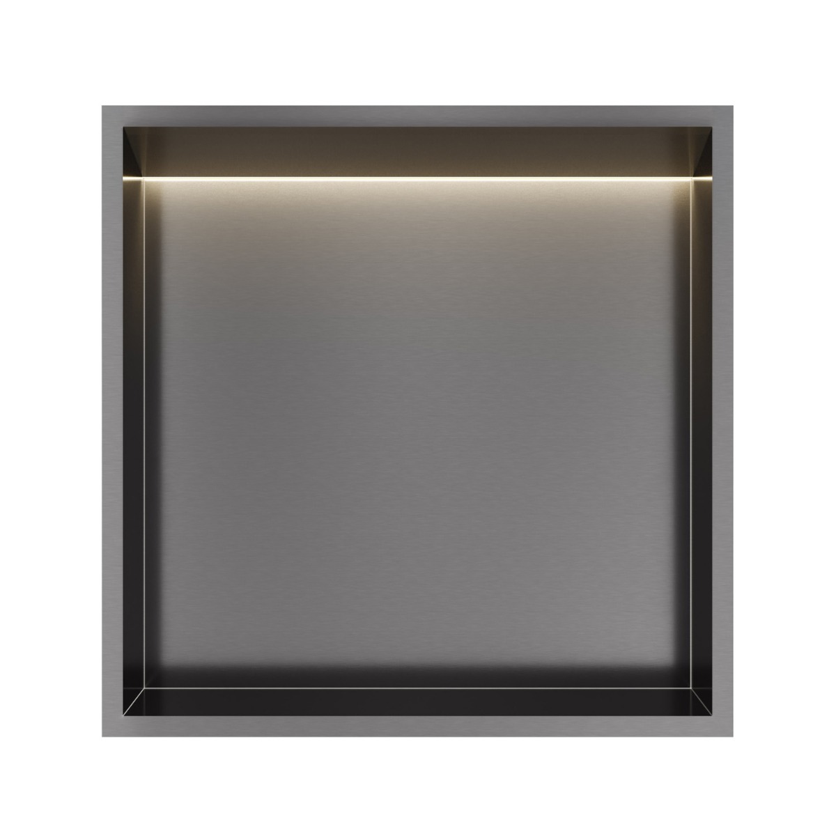 Hotbath &More inbouwnis met verlichting 30x30x10cm geborsteld gunmetal PVD
