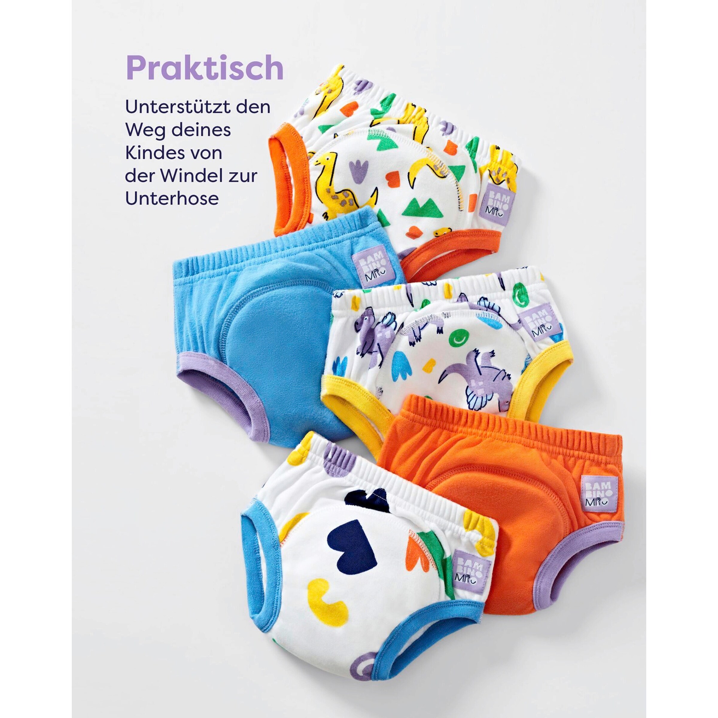 Bambino Mio 5er-Set Töpfchen-Trainingshose 2-3 Jahre Mutige Dinos