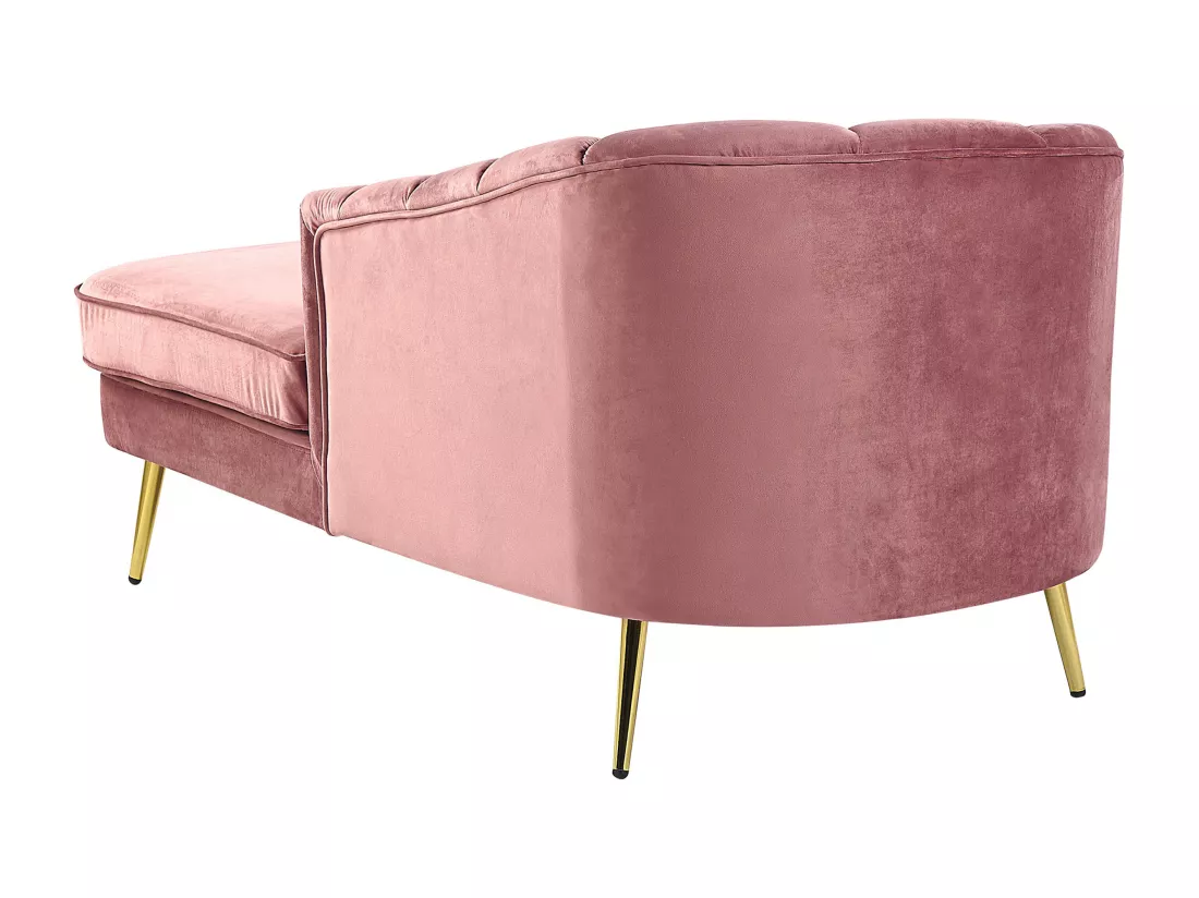 Chaise longue côté droite en velours rose ALLIER