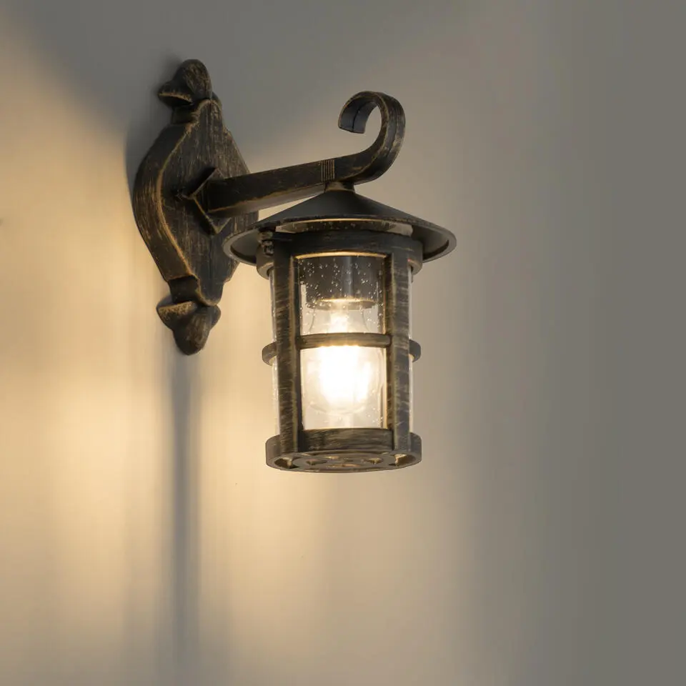 Qazqa wandlampen buiten herb goudkleurig e27