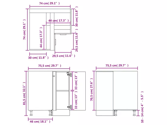Armoire de plancher d'angle 