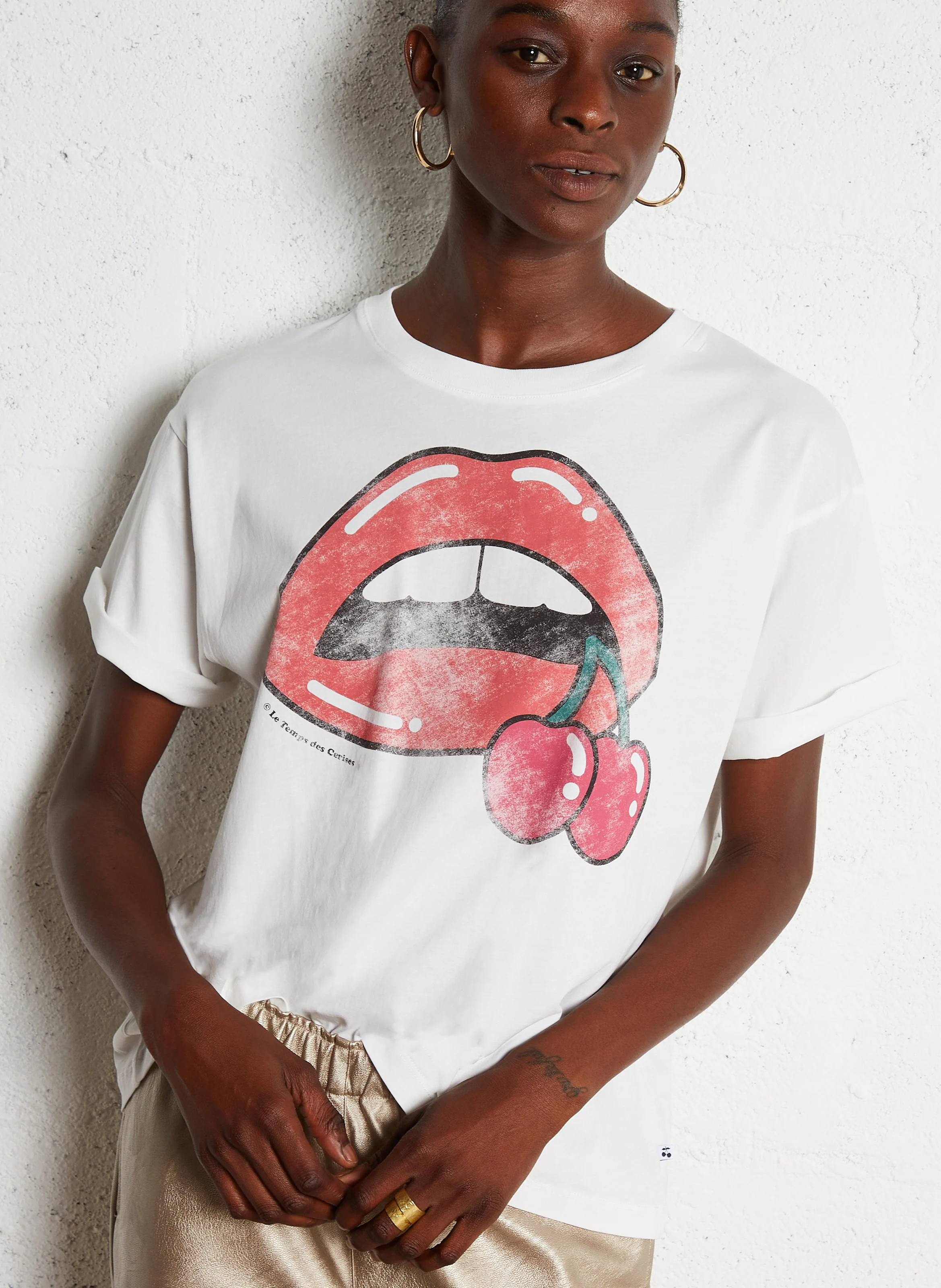 TAMITA - Tee-shirt ample col rond en coton | Blanc