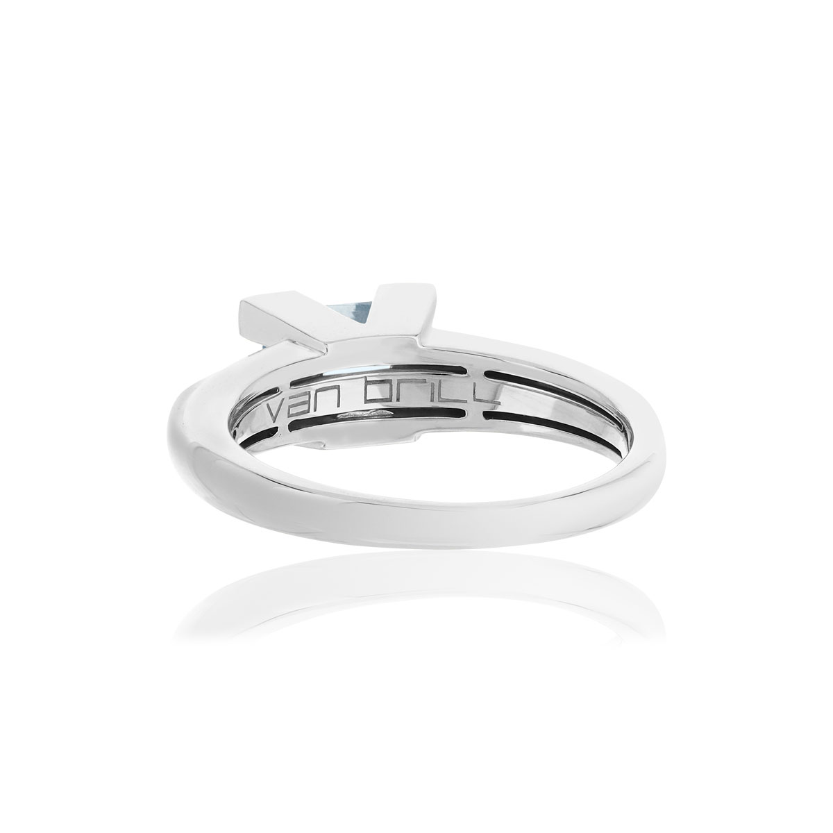 Bague VAN BRILL or blanc 750, aigue-marine, diamants.