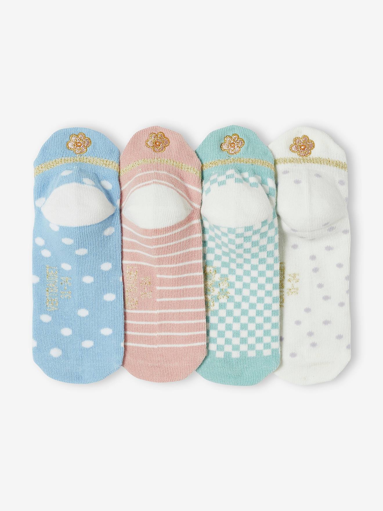 Pacote com 4 pares de meias curtas cor creme.