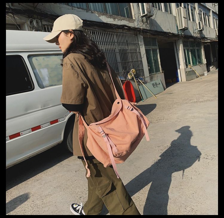Mulgam - Effen canvas crossbodytas met rits