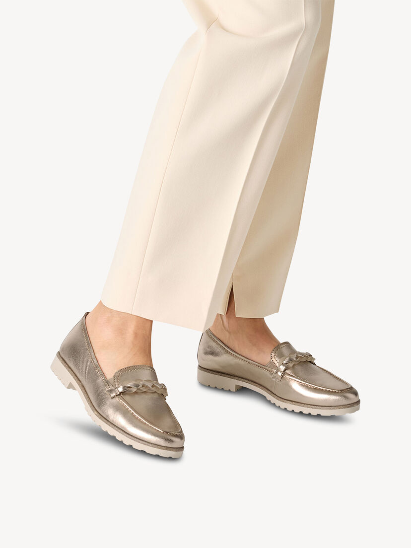 Leren Instappers - metallic