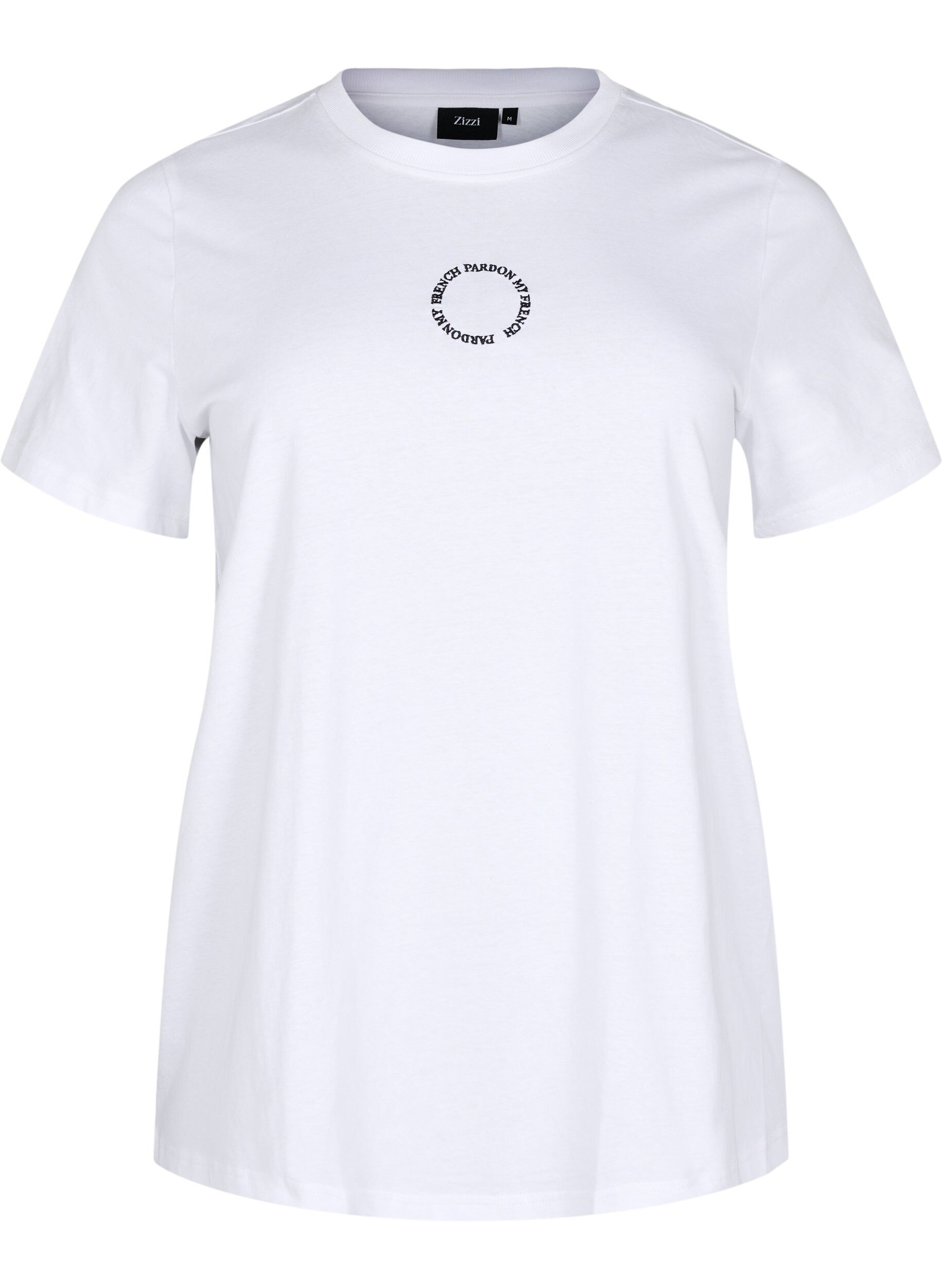 Bomulds t-shirt med broderidetalje