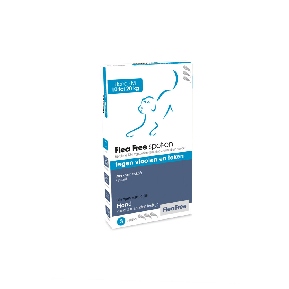 Flea Free Spot On Anti Vlooiendruppels Hond 10-20 kg3 pipetten