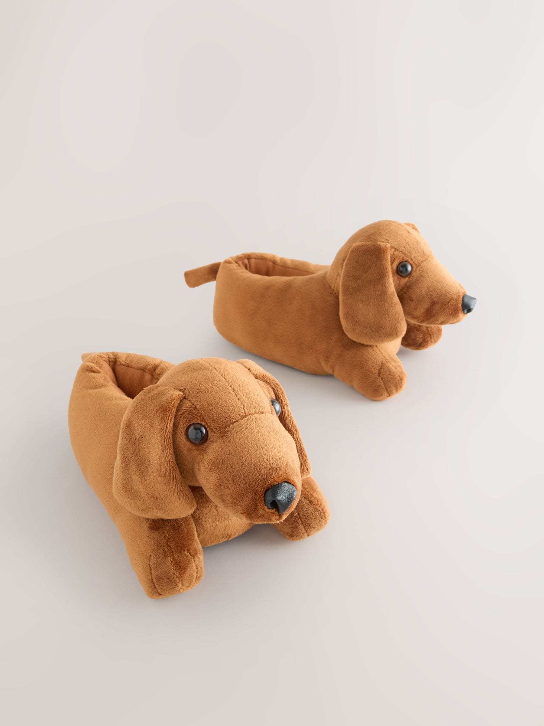 Lichtbruin - Sausage Dog Novelty Slippers