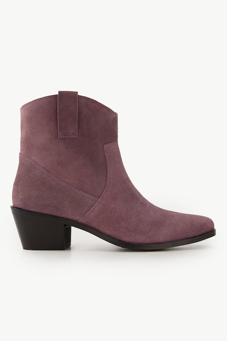 Leder-Stiefeletten, Veloursleder, Cowboystiefel, Weite H