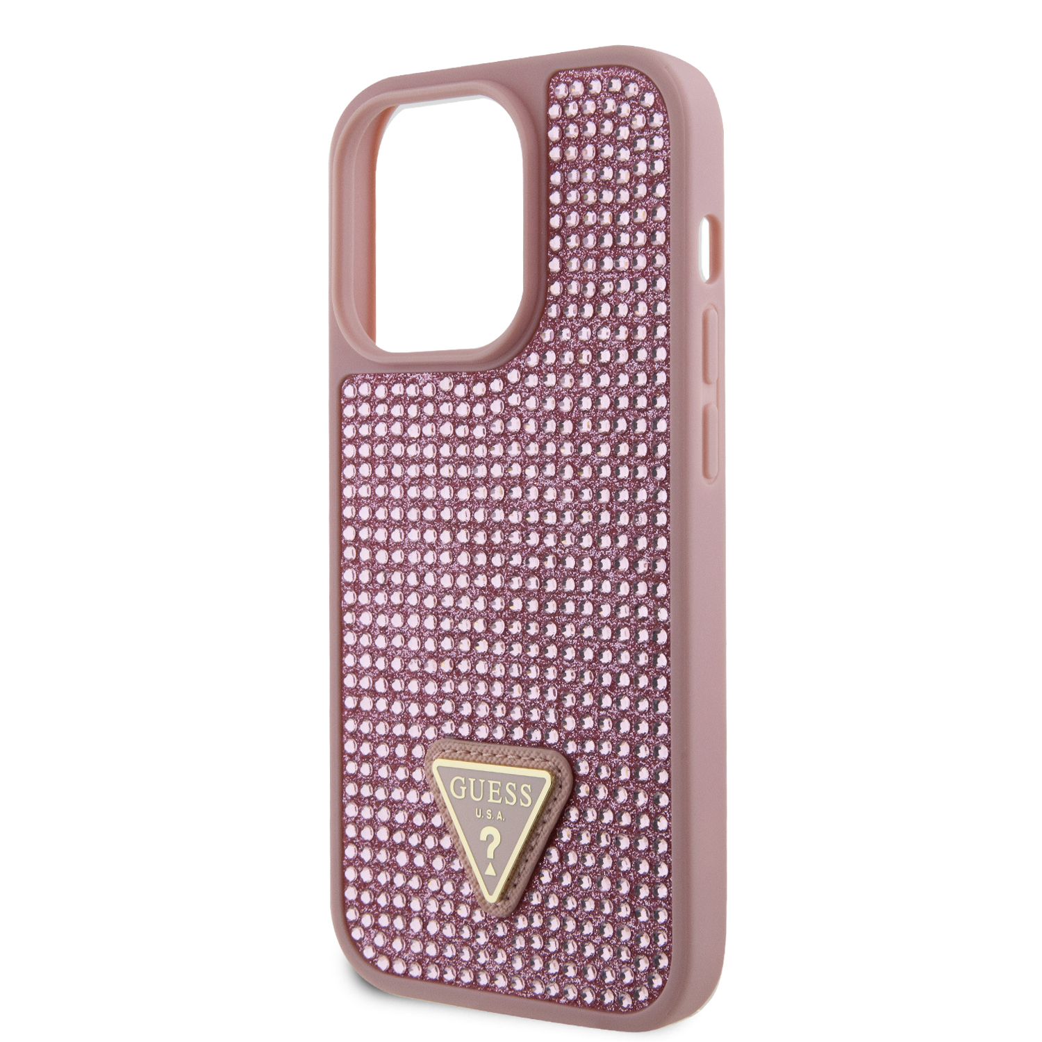 iPhone 14 Pro Hybrid Hardcase Hülle Rhinestone Triangle (GUHCP14LHDGTPP) - Rosa