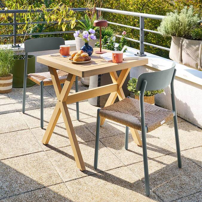 Table de jardin carrée XENIA Eucalyptus