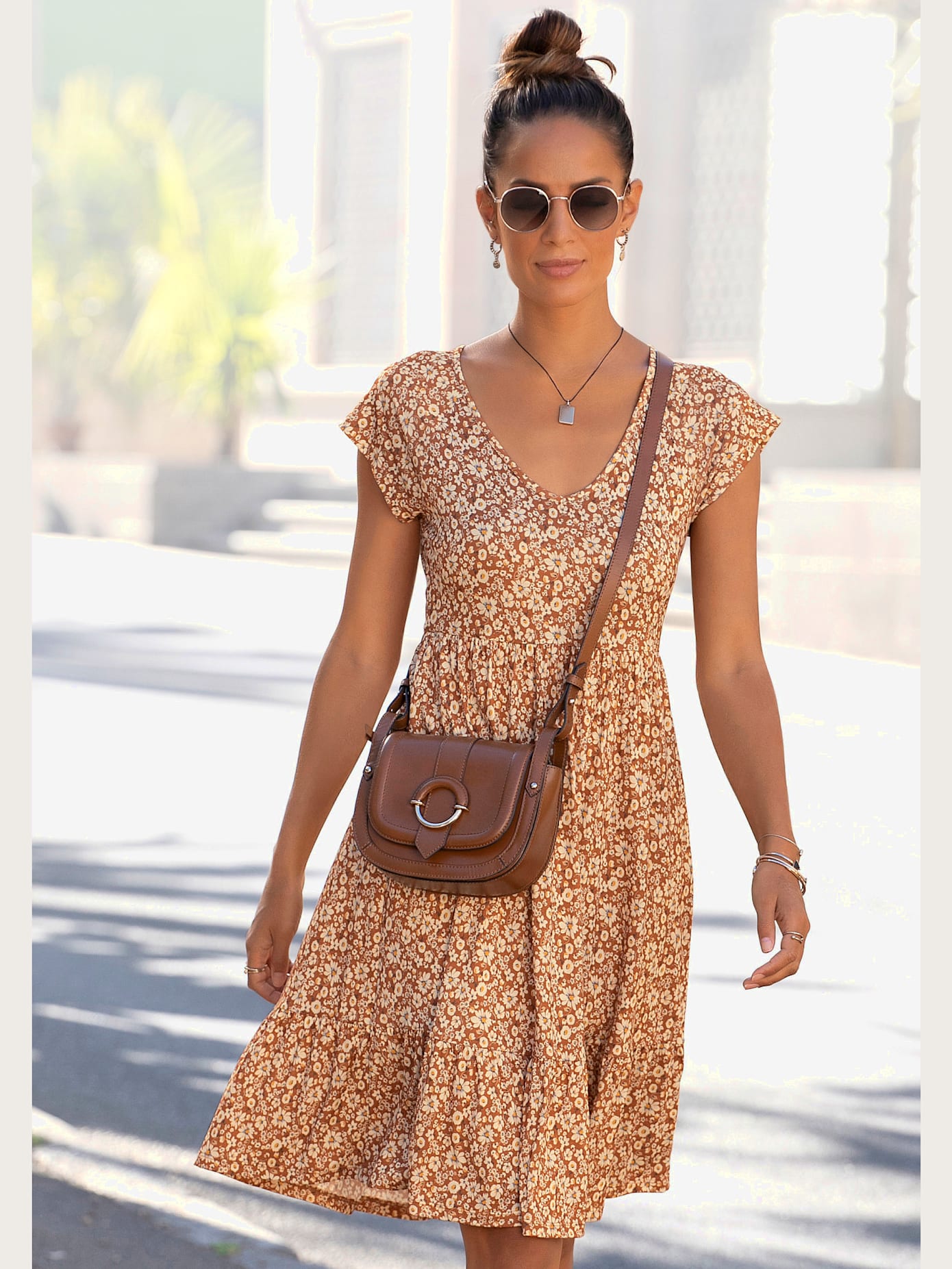 Robe en jersey encolure en v