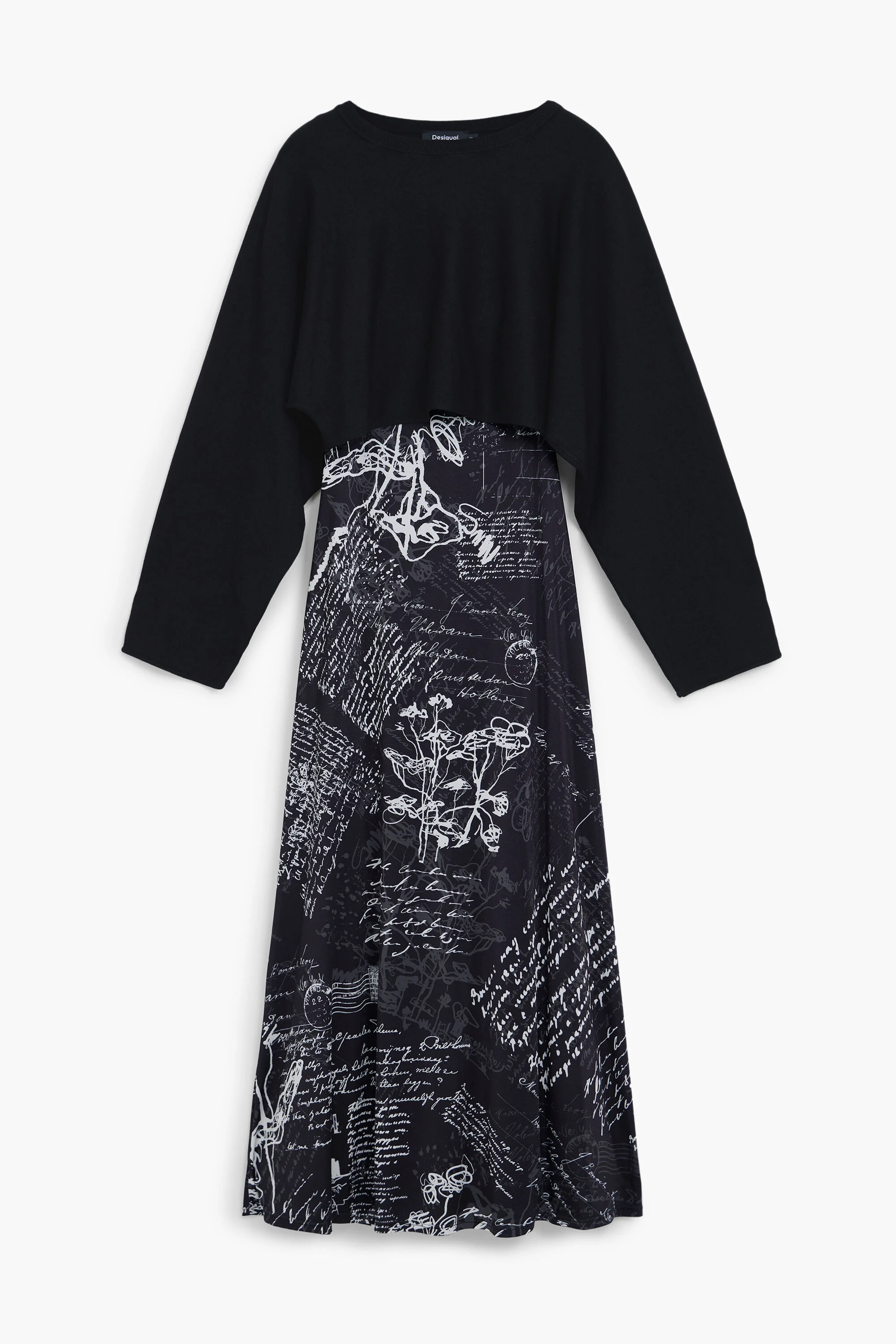 Vestido midi combinado