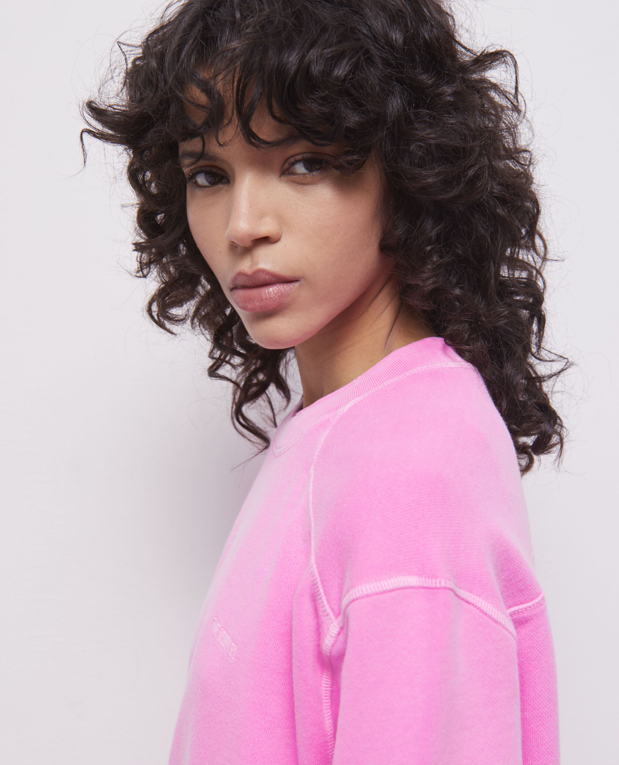 Sweatshirt rose fluo avec logo