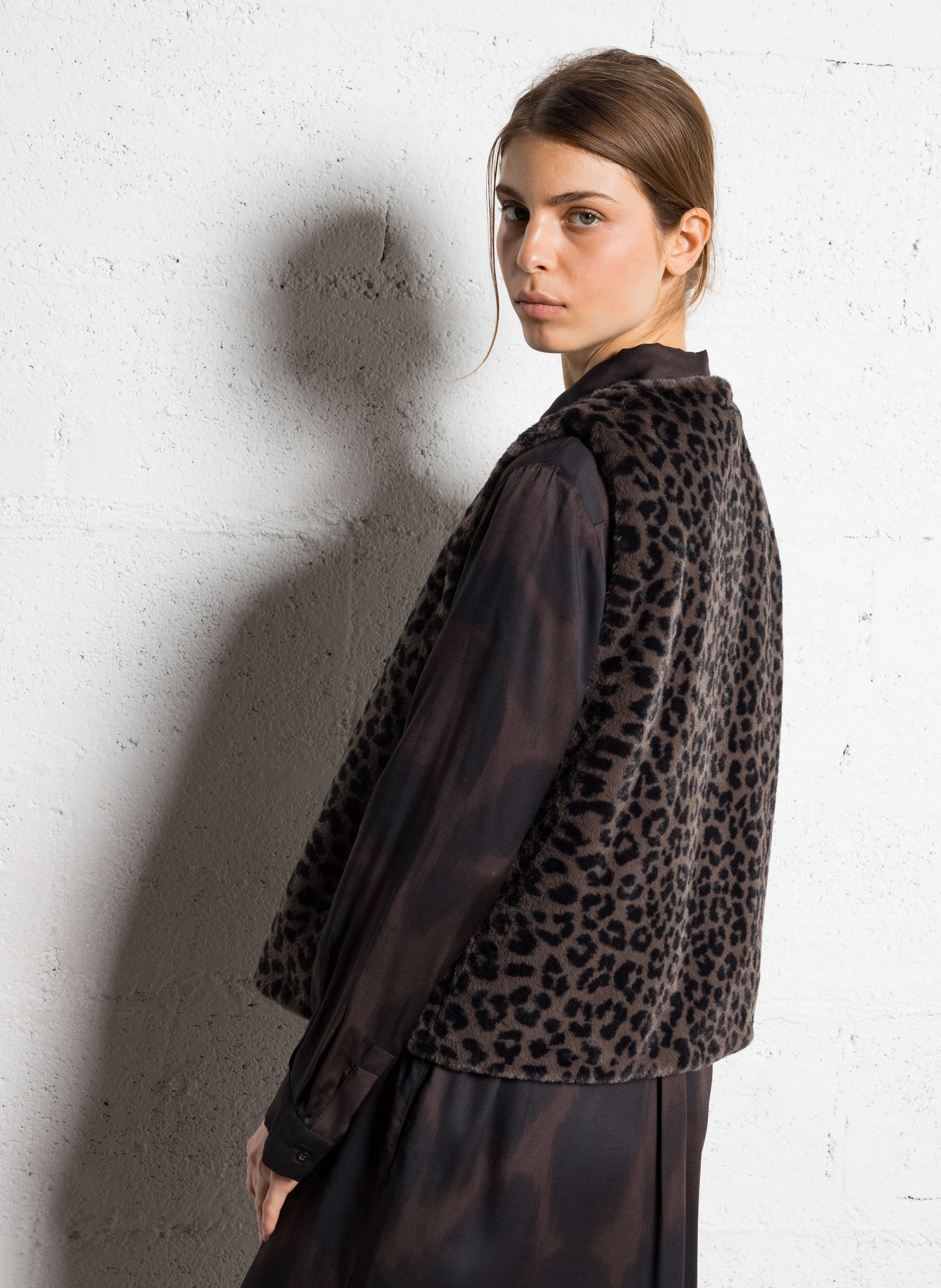 BROOKLYN - Veste sans manches effet fourrure | Noir
