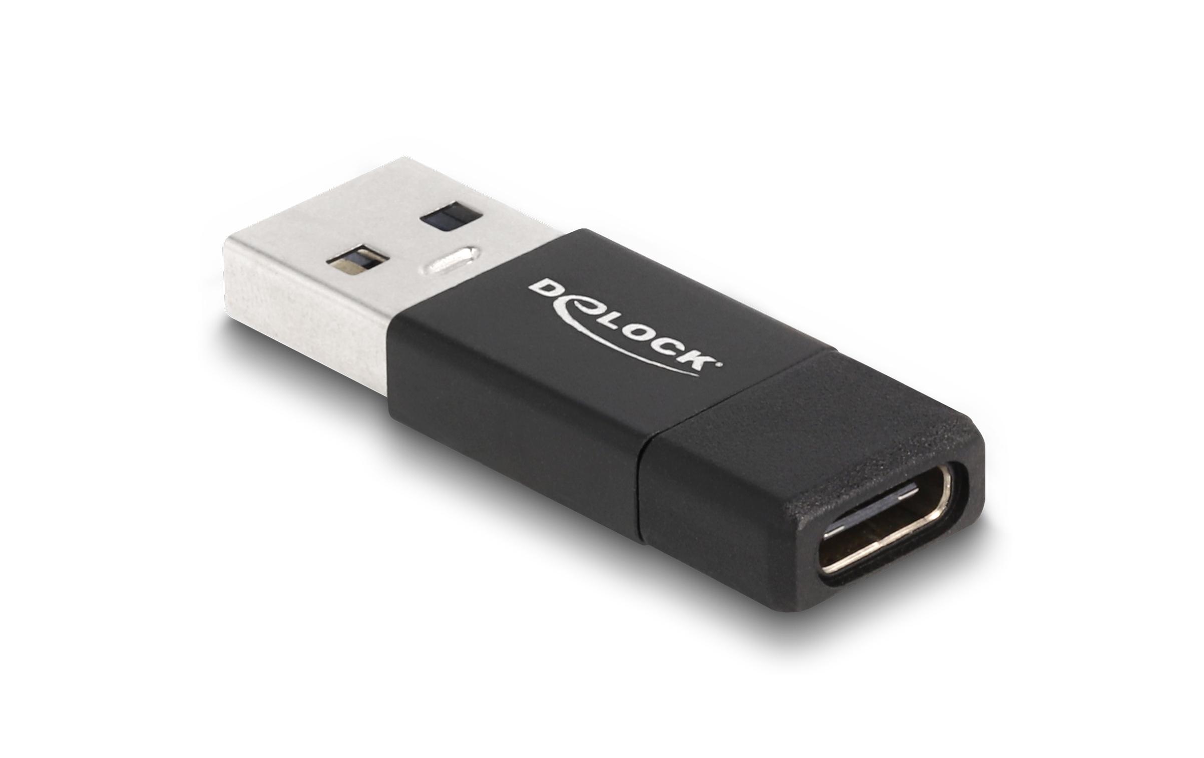 USB-Adapter 3.2 Gen 2 (10 Gbps) USB-A Stecker - USB-C BuchseDelock USB 3.2 Gen 2 Adapter USB Typ-A Stecker zu USB Type-C Buchse aktiv schwarz
