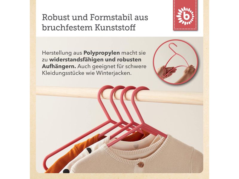 bieco Kleiderbügel 8er Set, Beere Rosa Kleiderbügel-Set für Kinder