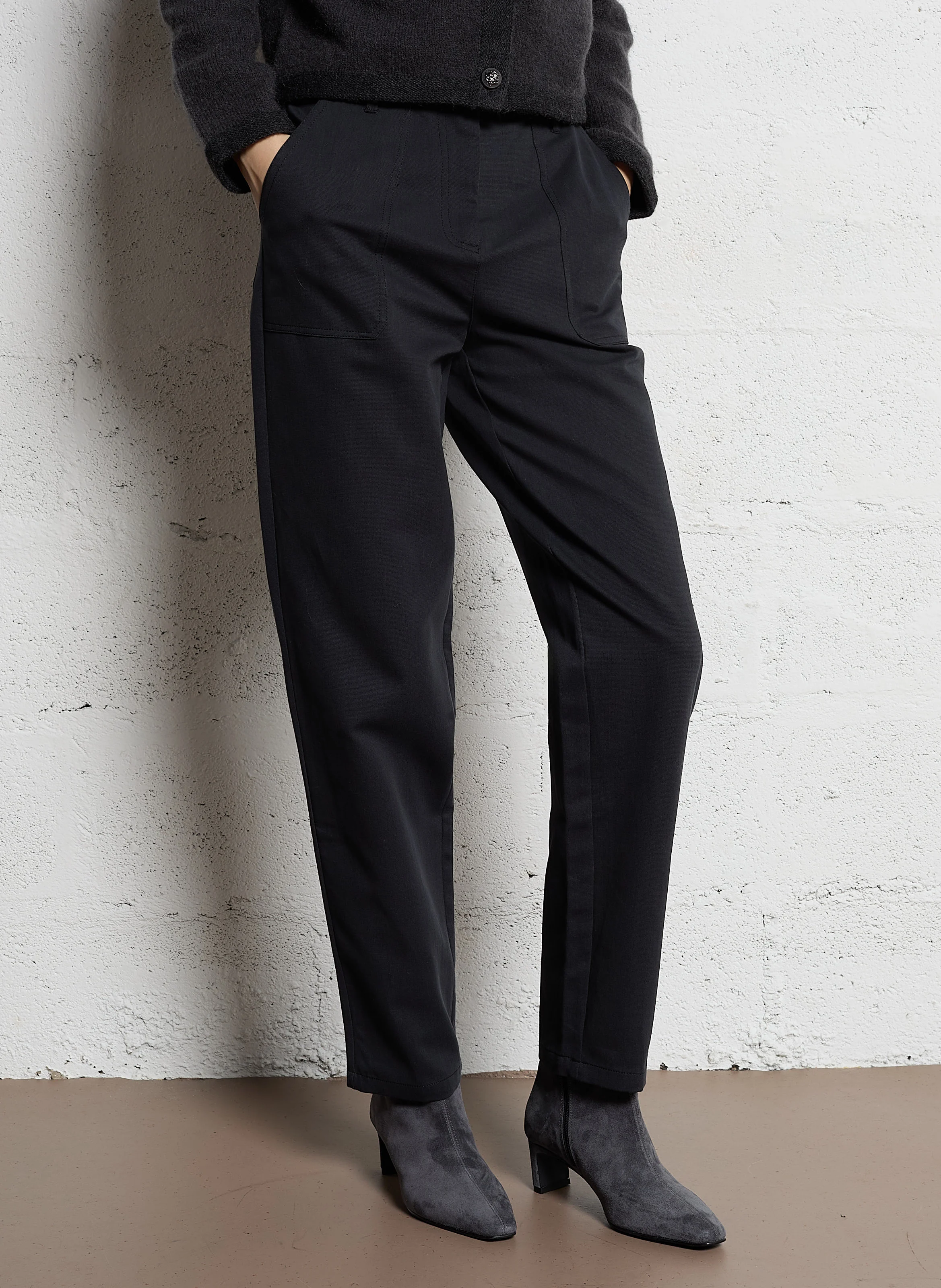 RYLESA - Pantalon droit en coton mélangé| Noir