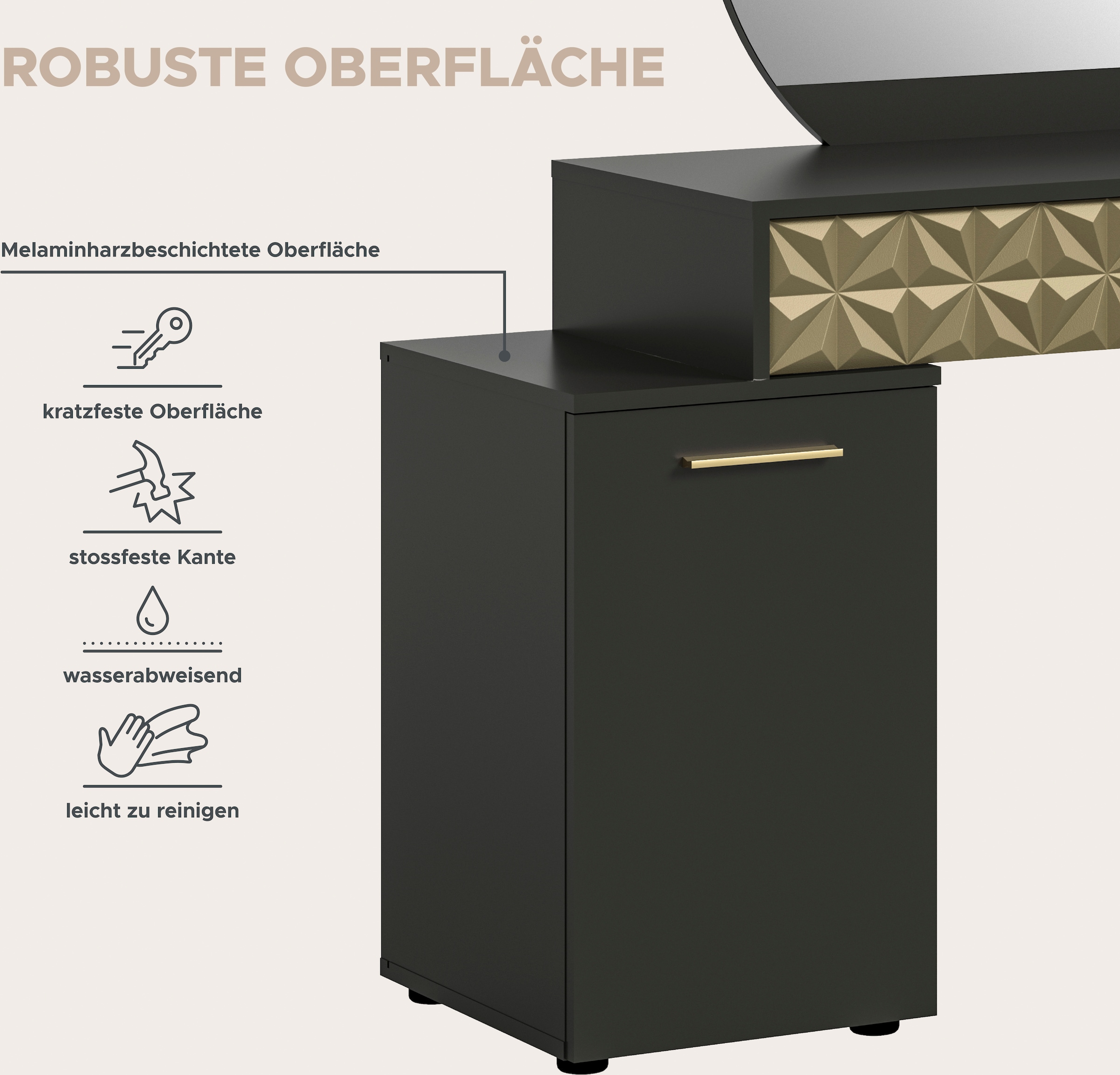INOSIGN Konsolentisch »Frisierkommode, Frisiertisch, Schminktisch, inklusive Spiegel« 1 Schubkasten, 1 Tür, 3 Fächer