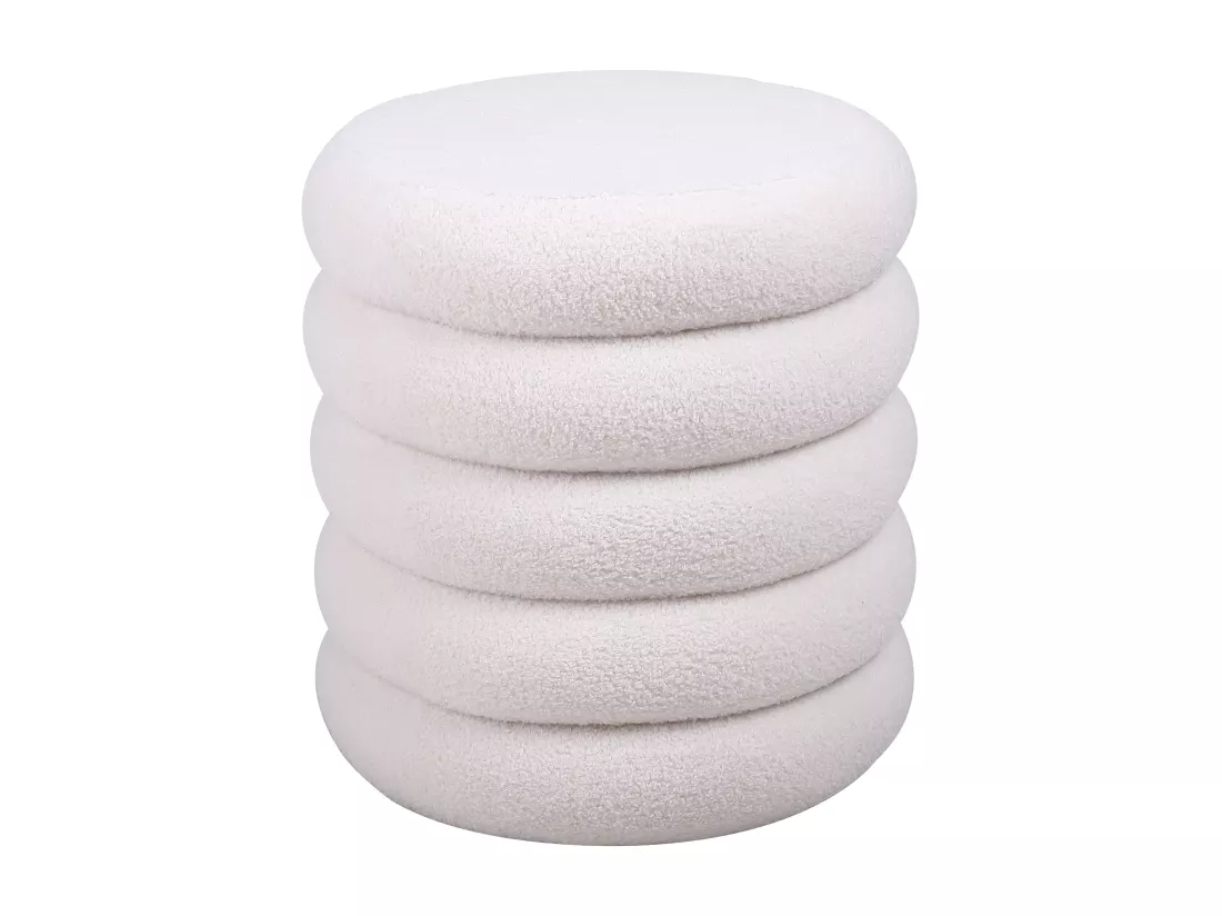 Pouf en tissu bouclette blanc ECAMBI