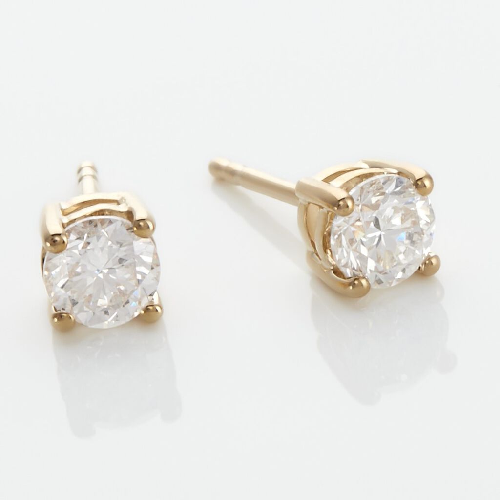 Boucles D'oreilles Puces Or Jaune Victoria Diamants