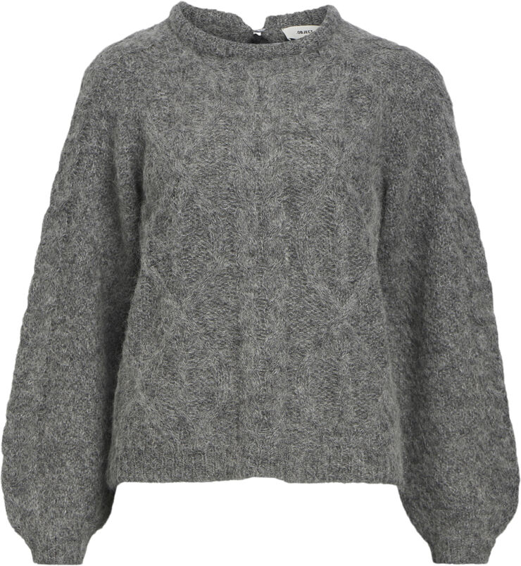 Object OBJSMILLA KNIT RE L/S PULLOVER CC1 Medium grey melange