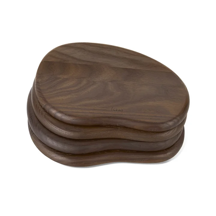 Ferm Living - Cairn Butter Boards, dunkelbraun (4er-Set)