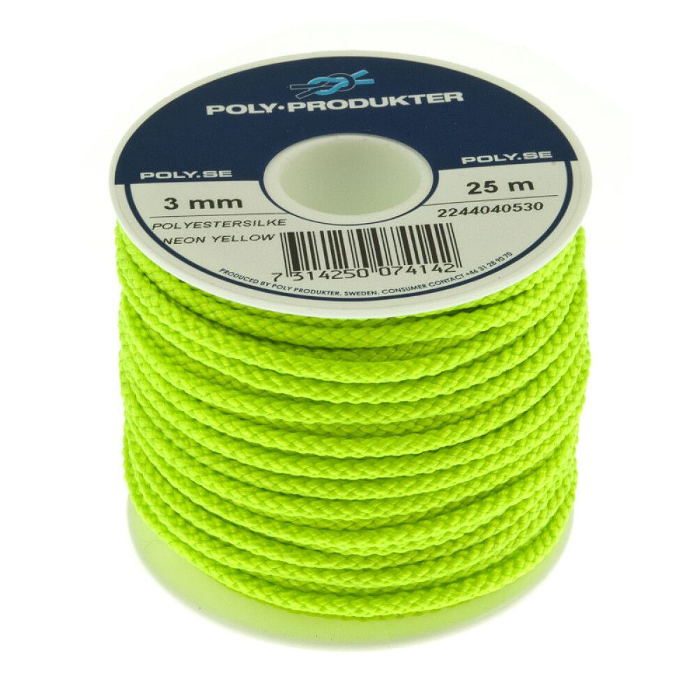 POLYESTERSILKELINE POLY-PRODUKTER Ø3MMX25M NEON GUL