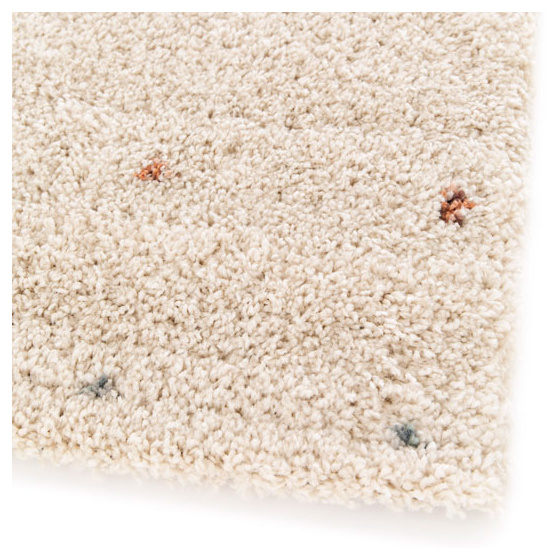 Tapis doux à poils longs - sofia - écru et pois colorés - 120 x 170 cm