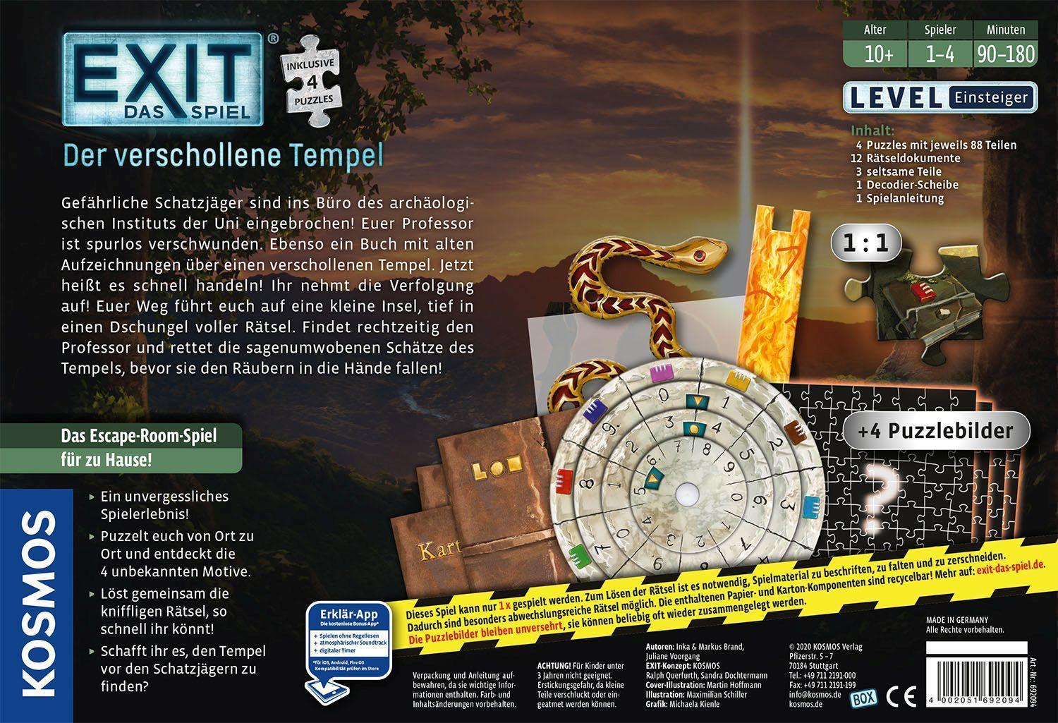 Gesellschaftsspiel EXIT Das Spiel + Puzzle – Der verschollene Tempel