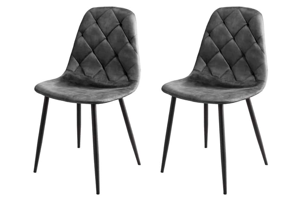Stilvolles 2er-Set Stühle GLAMM anthrazit Samt schwarze Metallbeine