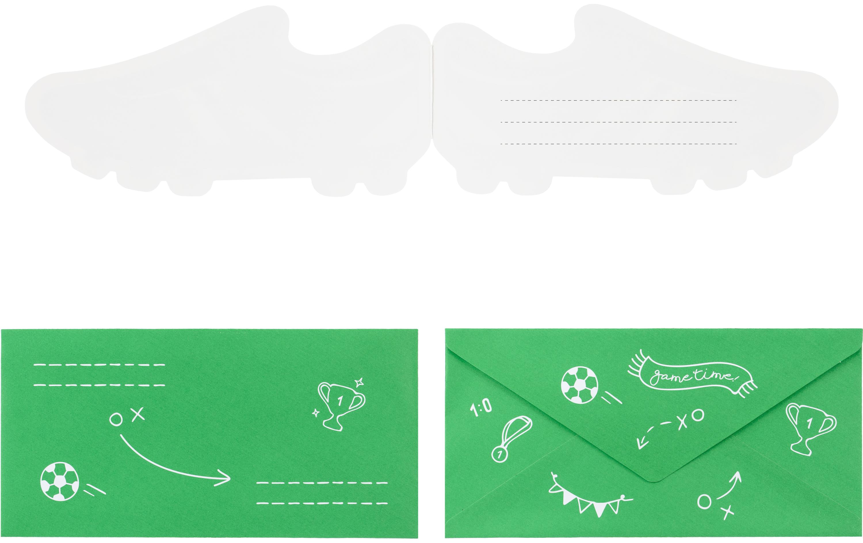 Einladungskarte Fussball 19 x 9 cm, 6 StückSchuhförmige Geburtstagskarten