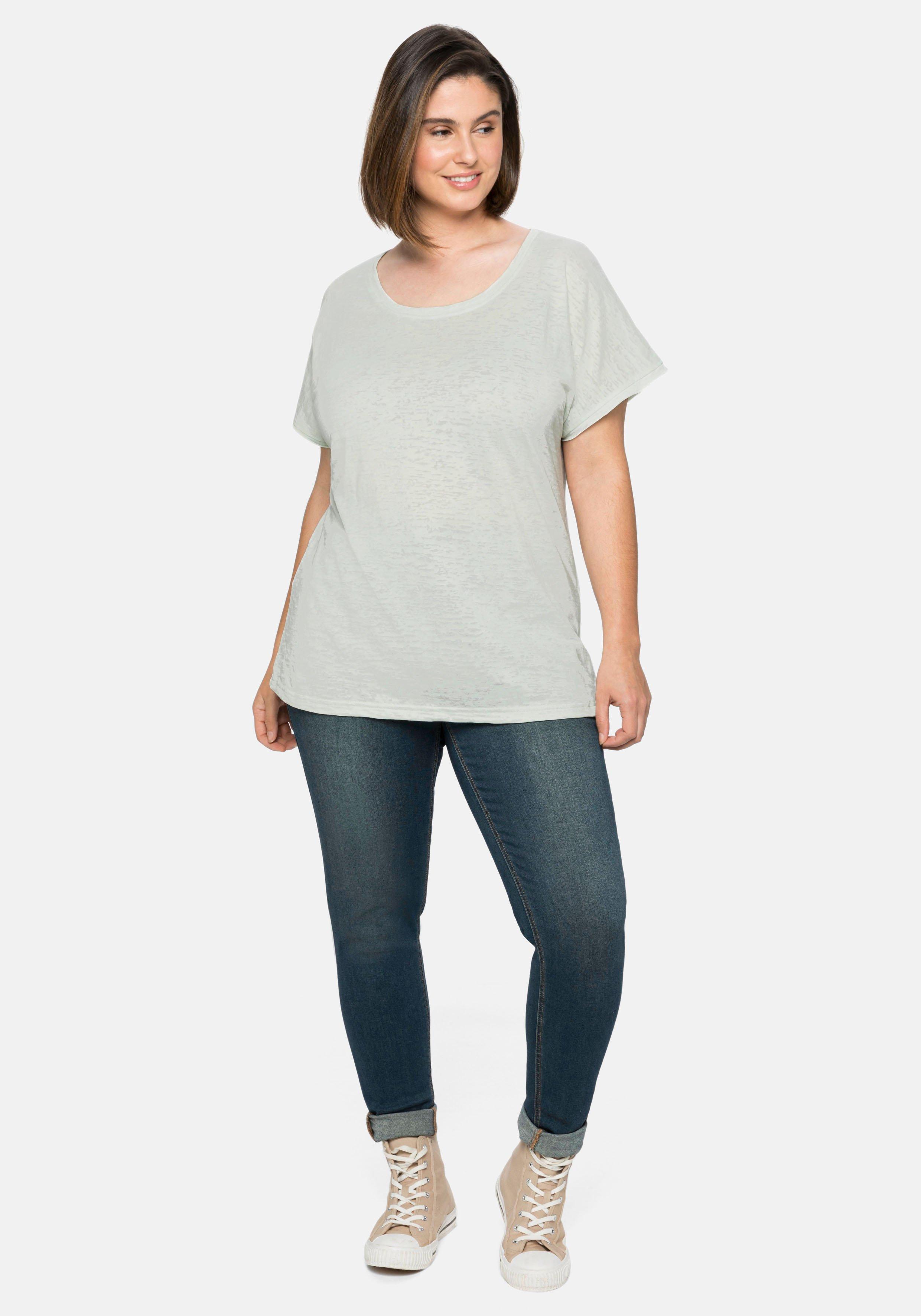 Shirt mit Ausbrennermuster, leicht transparent