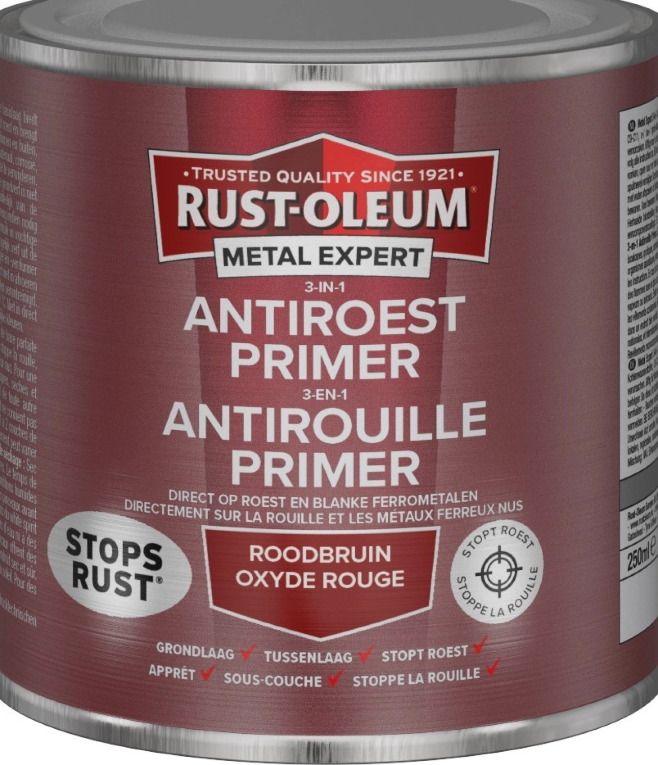 Rust-Oleum 3-In-1 Antiroest Primer - RAL 3000 roodbruin - 0,25L