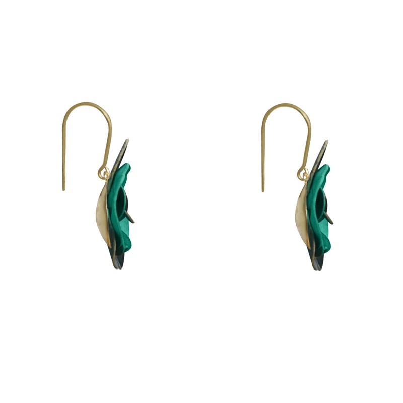 Boucles d'Oreilles Laiton Orchidée en Cuir