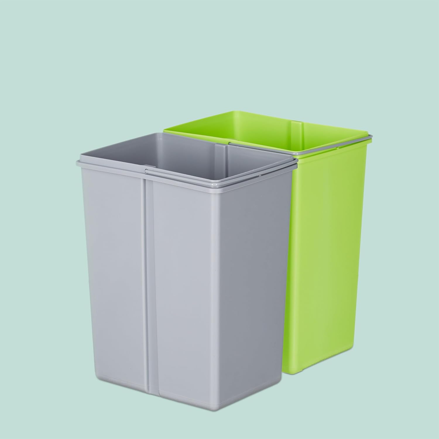 Relaxdays Mülltrennsystem mit Sensor, 3 Fächer, 60 l, 2 Mülleimer unten, Klemmring oben, Edelstahl Abfalleimer, silber