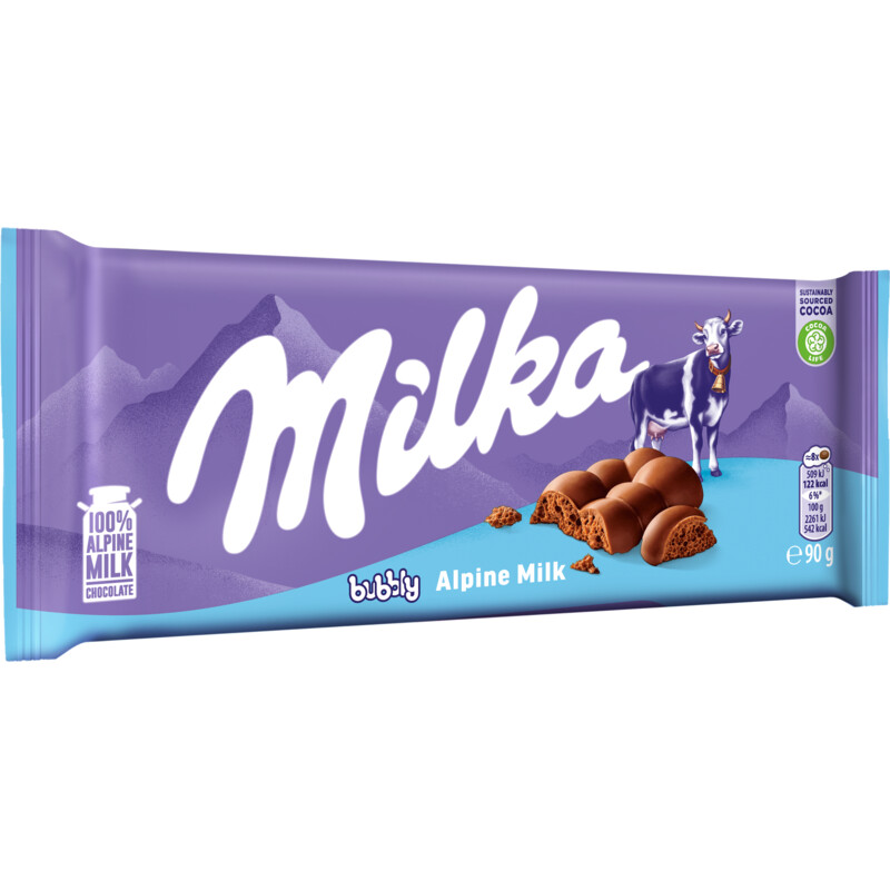 Milka Chocoladereep bubbly alpenmelk