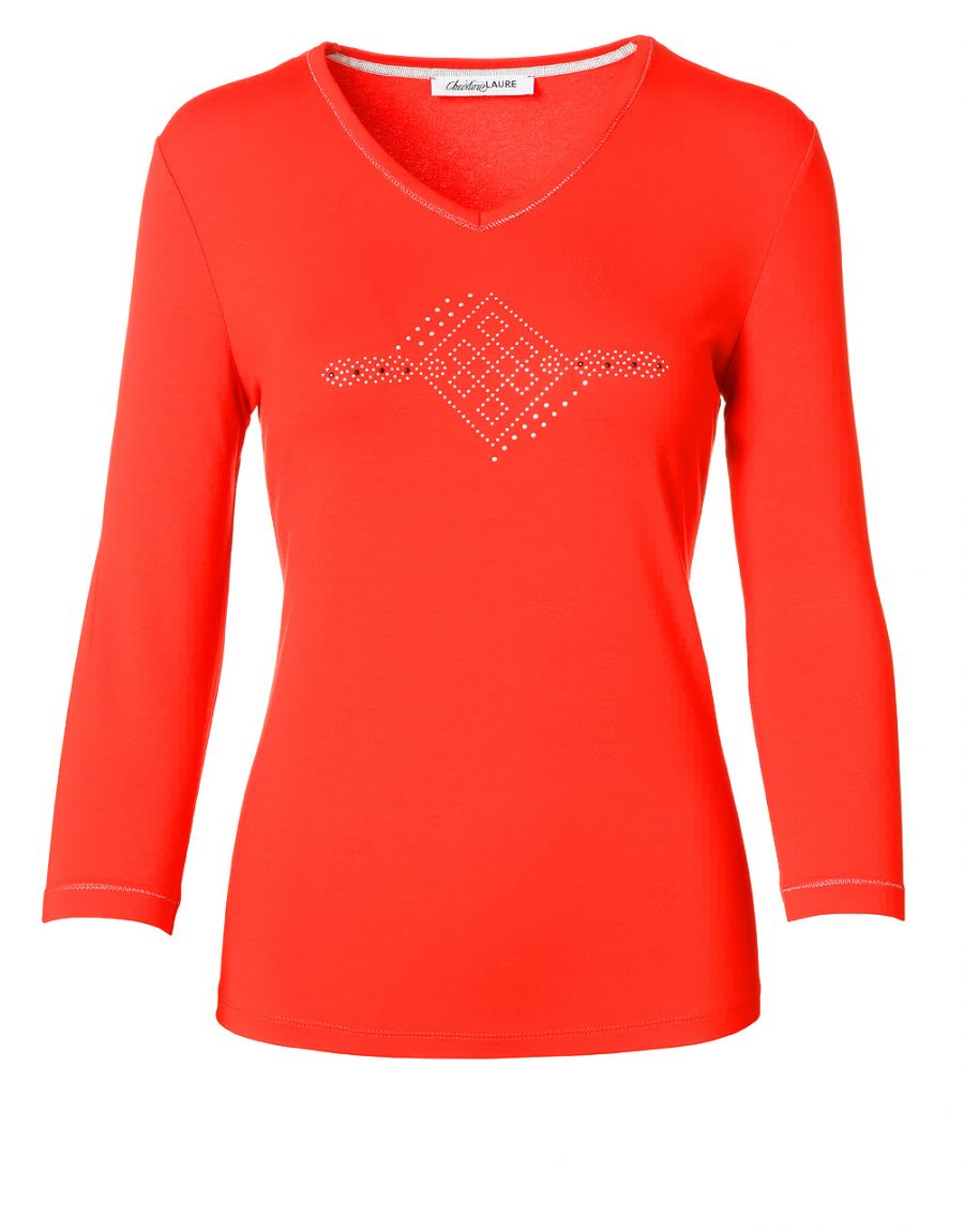 Tee shirt rouge en col V