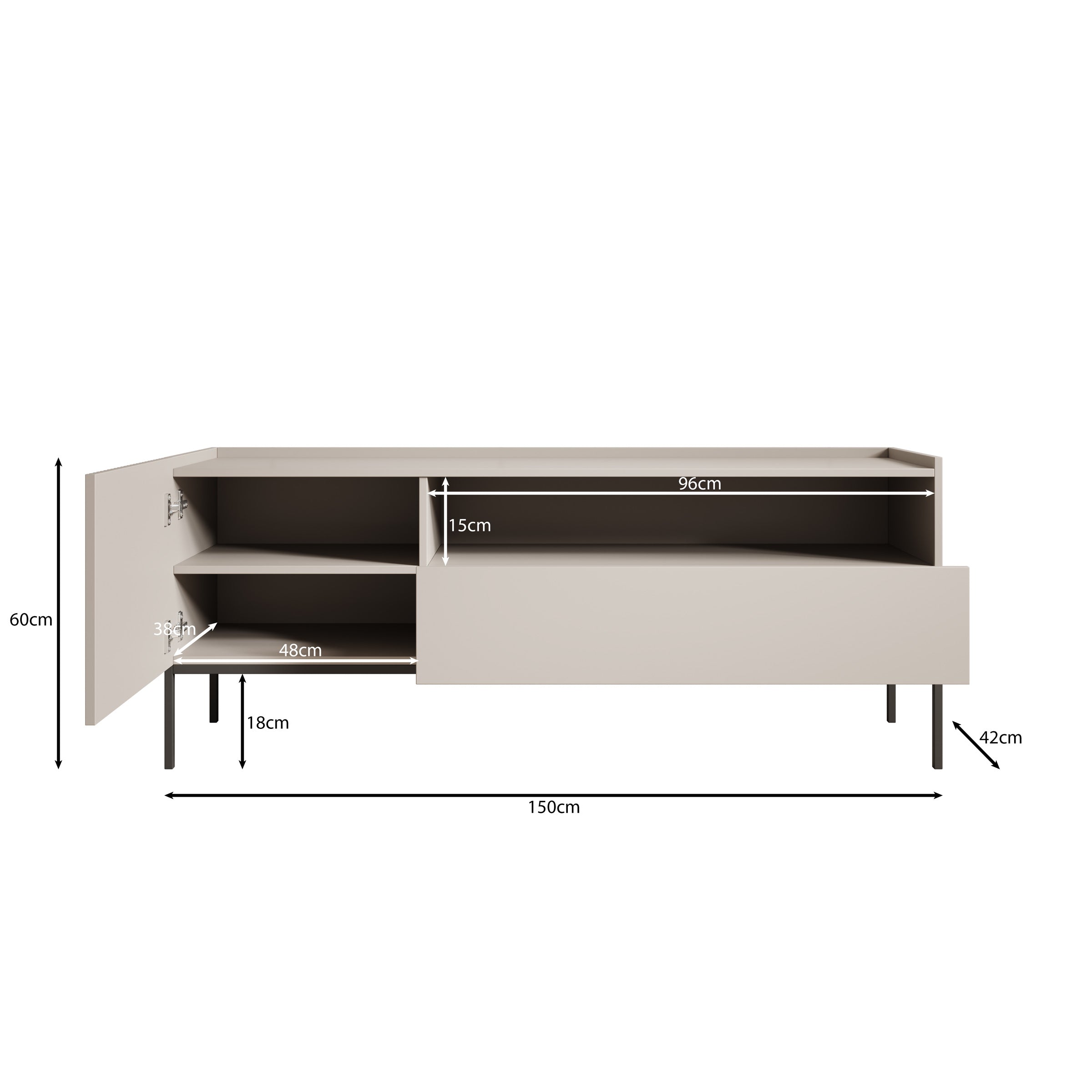 Meubella - Capri - TV-Meubel - Beige - 150 cm