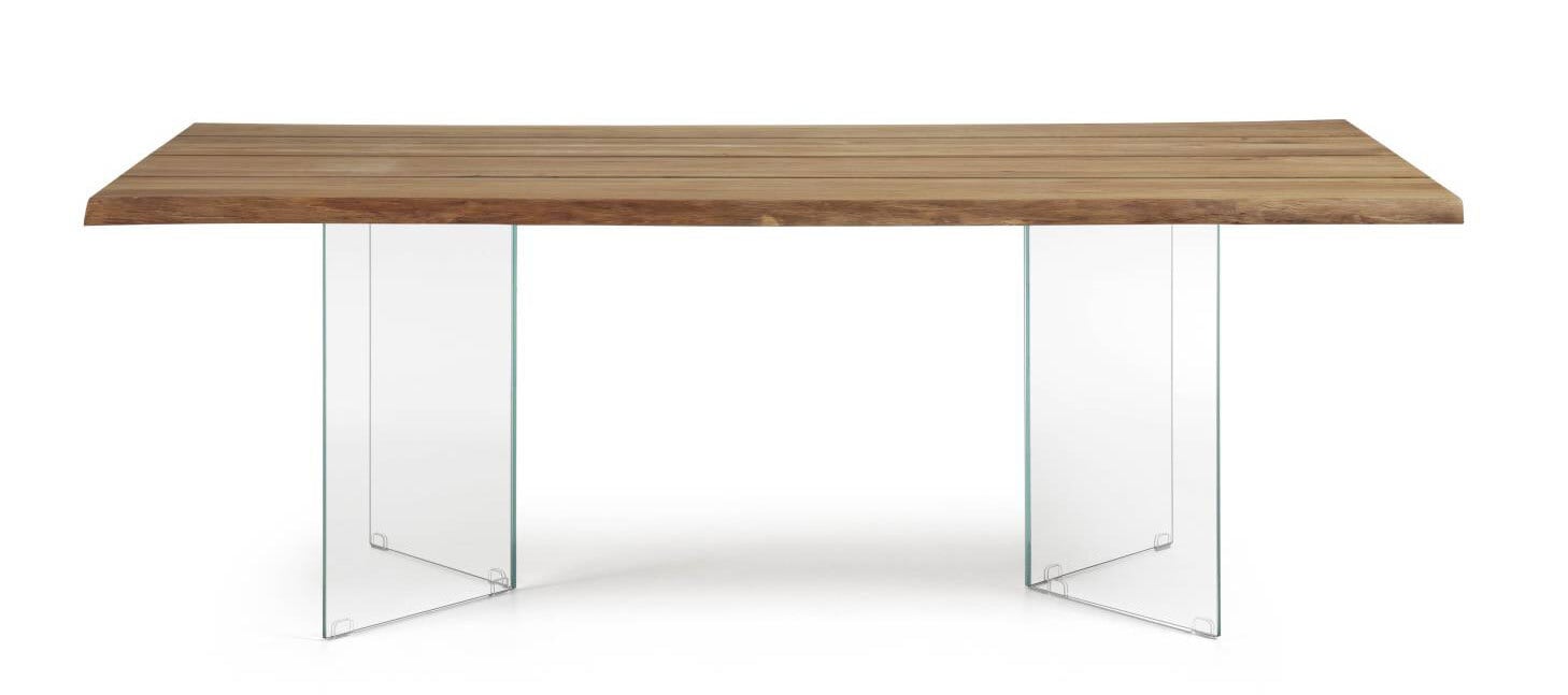 Kave Home Esstisch LOTTY 220 x 100 cm Glas /Eiche braun