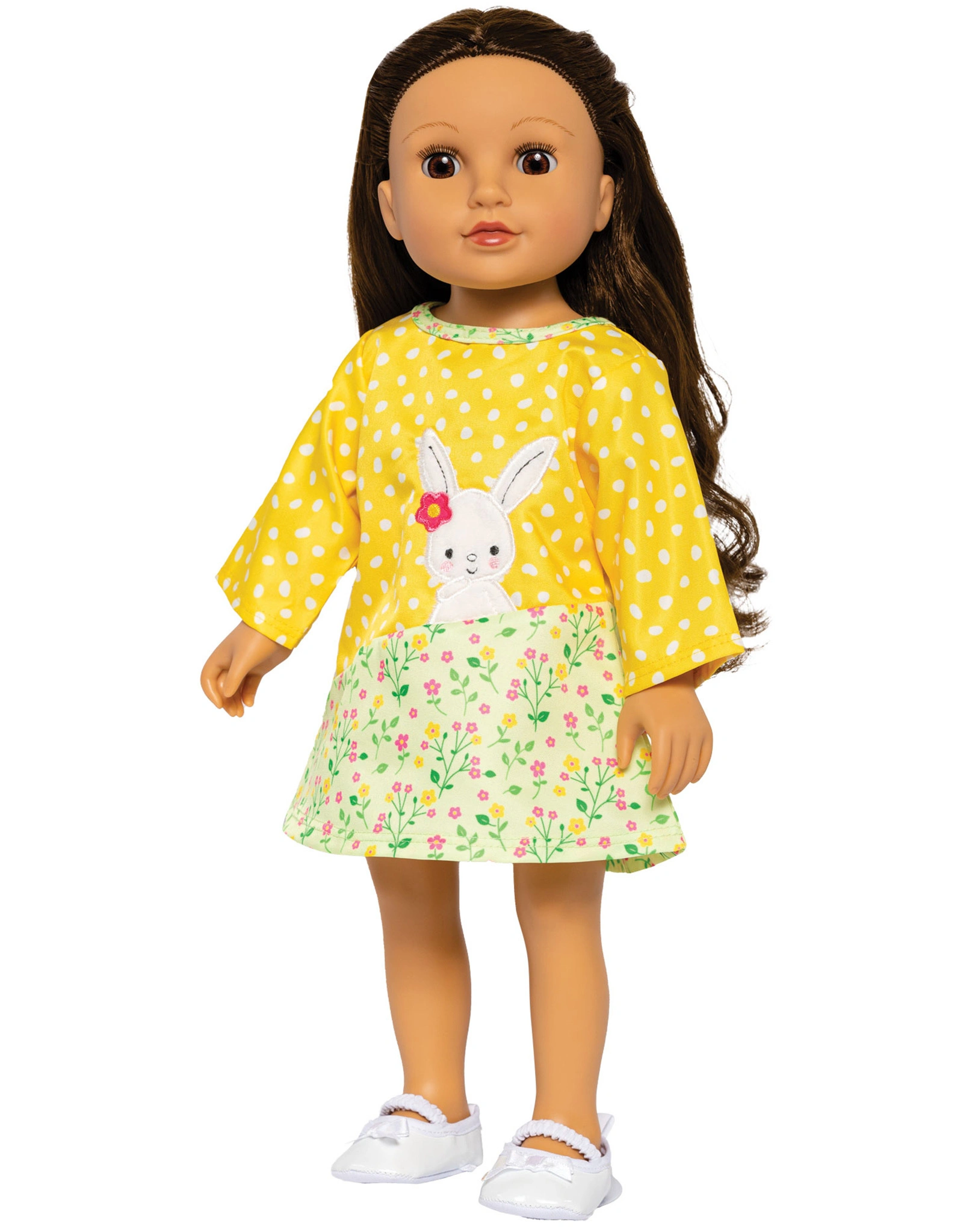 Puppen-Tunikakleid BUNNY LOU (35-45cm) in gelb/grün