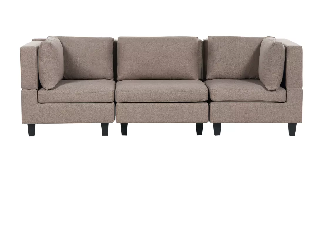 Canapé modulable 3 places en tissu marron UNSTAD