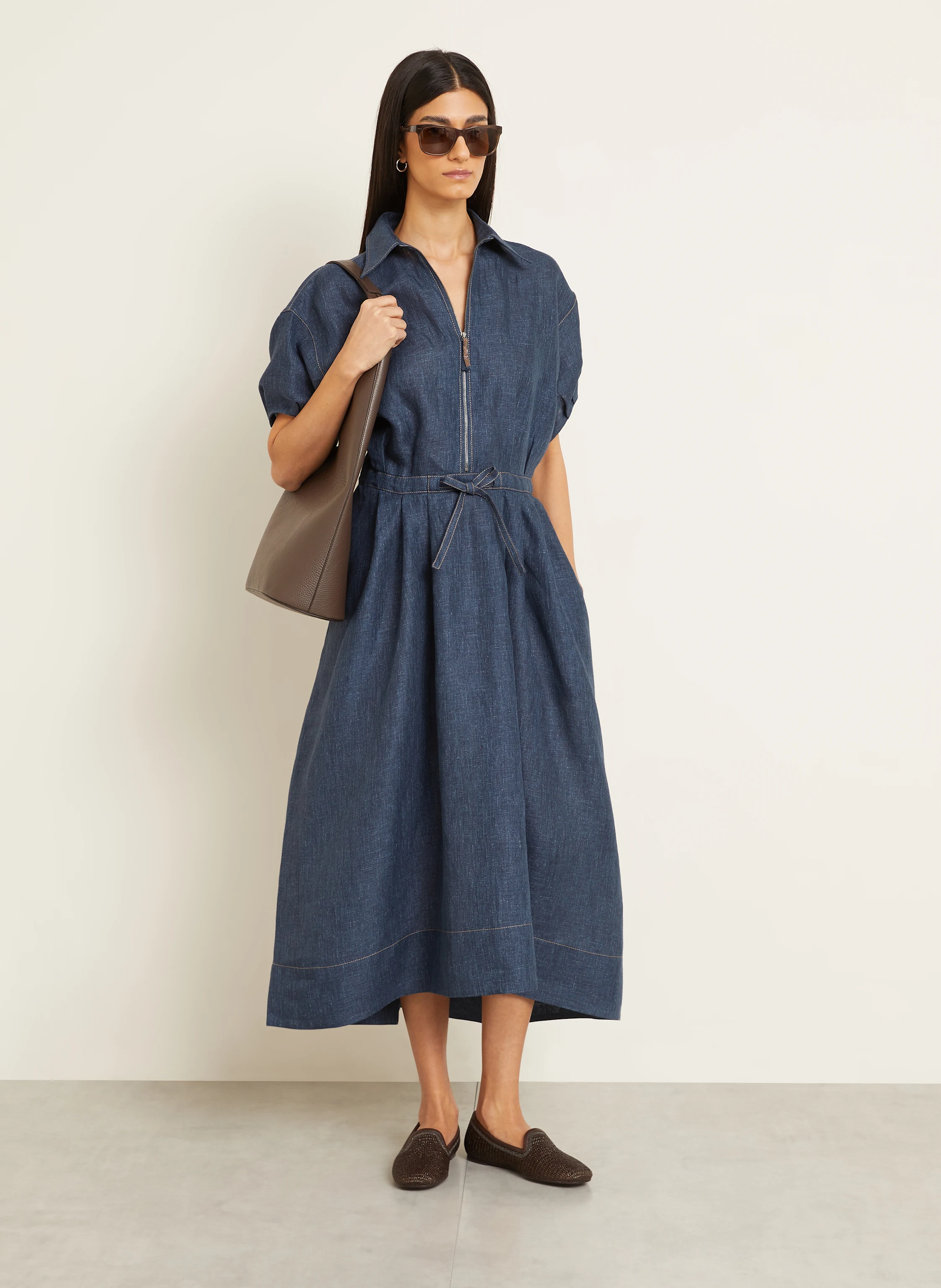 BRUNELLO CUCINELLI Hemdblusenkleid aus Leinen