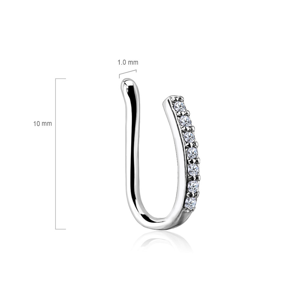 Fake Nostril 316L Chirurgenstahl Nasenpiercing Strass Steine - Silber