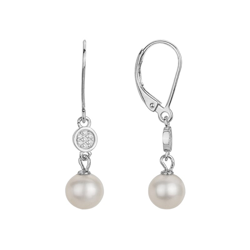 Boucles d'oreilles en Argent avec perle d'eau douce blanc