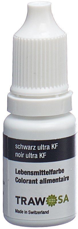 TRAWOSA Lebensmittelfarbstoff schwarz Ultra für Kuchen und Flüssigkeiten 10 ml