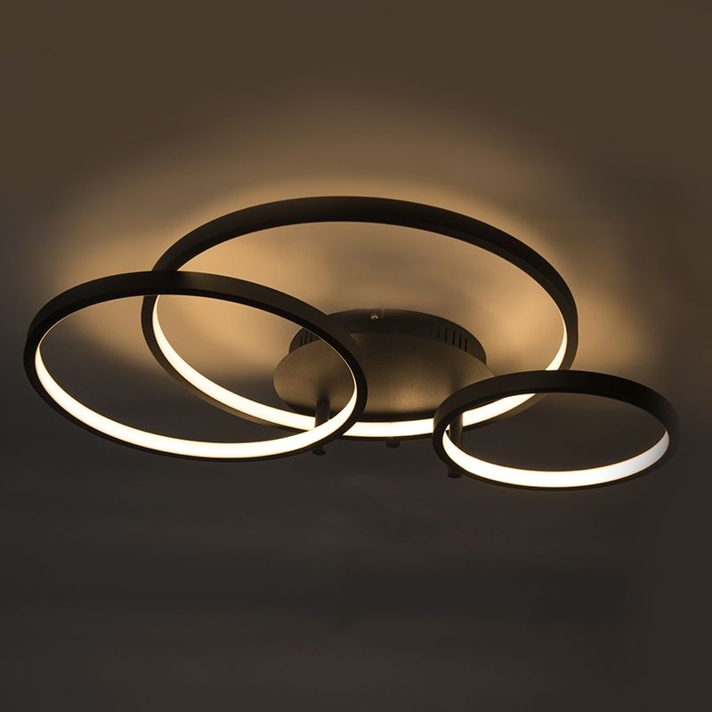 Moderne plafondlamp zwart incl. LED en dimmer- Rondas